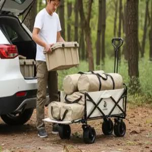 3S 오픈 접이식 웨건 아이보리 캠핑 카트 낚시 수레 짐수레 캐리어