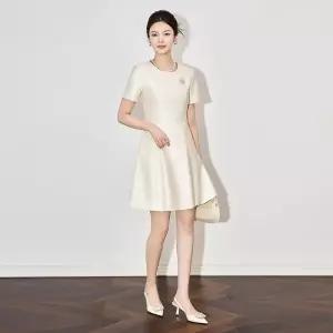 여자 봄 원피스 하객 프렌치 오피스룩 반팔 ST1