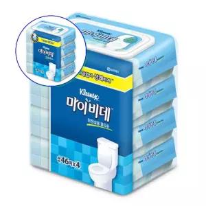 쌍문상회 지금 필요한 문구용품 크리넥스 마이비데 46매x4 캡형 물티슈