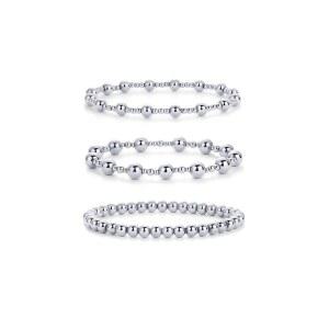 여성용 파보이 14K 금도금 구슬 팔찌 팩 | 스테인리스 스틸 3피스 신축성 팔찌 세트 | 방수 볼 트리오