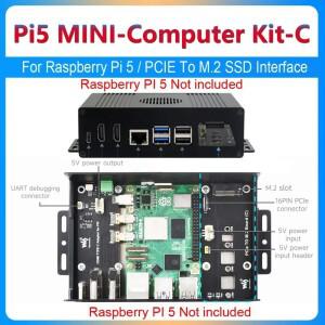 [호환품]라즈베리 파이 5 박스 케이스 키트-C PCIe to M.2 인터페이스 NVMe SSD 확장 보드  포트 USB 측면