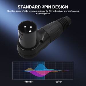 3핀 조절식 XLR 남성/여성 잭 커넥터 직각 90도 오디오 와이어 스피커 시스템 라디오 방송국용