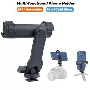 다기능 휴대폰 홀더 360    회전식 클램프 폰 삼각대 마운트 스마트폰 브이로그용 듀얼 콜드슈 마운트 포함