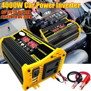 4000W 차량용 파워 인버터 DC 12V AC 110V 220V로 변환 범용 사인파 전자 충전 컨버터 2 USB 야외 캠핑