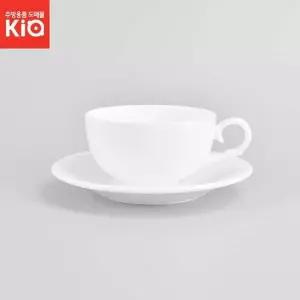 심플 화이트 도자기 커피잔 받침 세트 카푸치노받침 홍찻잔