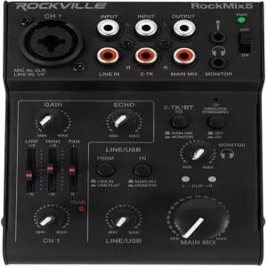 USB 인터페이스 블루투스 에코 2밴드 EQ 컴팩트 디자인 휴대용 팟캐스트 및 라이브 음악 제공 Rockville