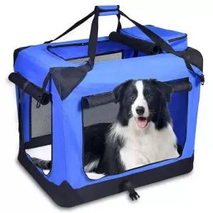 강아지카시트 고양이 반려동물 강아지 켄넬 3도어 사이드 접이식 여행용 애완동물 이동장 스트랩 매트 토끼