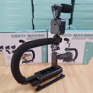 범용  비디오 핸드 헬드 Vlog 스탠드 안정기 키트 LED 라이트 마이크 원격 셔터 전화 카메라 녹화