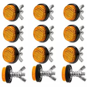 12개의 반사경 오토바이 번호판 볼트 및 너트 0.98인치 원형 M5 나사 자전거 차량용 패스너 오렌지