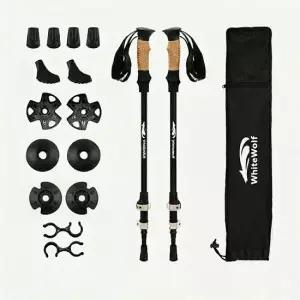 [화이트울프] 3단 접이식 초경량 등산스틱 두랄루민 7075 노르딕워킹 지팡이