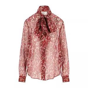 플로럴 스카프 칼라 실크 블라우스 842861Y4J35 9477