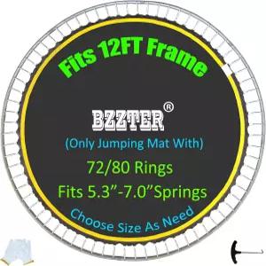 Bzzter 트램펄린 매트 12피트 지름 프레임 장착 10줄 스티칭 풀 훅 및 장갑 교체