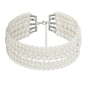 옥트와인 보호 라운드 모조 진주 초커 목걸이 멀티 스트랜드 빈티지 초커 브라이덜 웨딩 크리스탈 목걸이 여성용