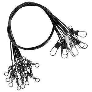 50PCS 낚시 리더, 회전 스냅이 있는 피시 라인 스테인리스 스틸 와이어, 고강도 30LB 하이 로우 리그 낚시 와이어 리더 낚시 태클 기어 커넥터, 루어 베이츠 리그 후크용