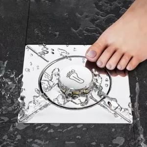 모두 욕실 바닥 배수구 캡 스퀘어 드레인 발터치형 하수구차단 위생 트랩커버