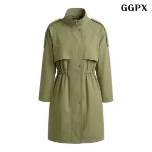[정품] GGPX 데일리 여자 출근룩 하이넥 허리 스트링 롱 긴팔 자켓 (GOCJK007D)