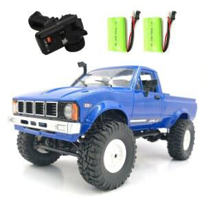 RC 크롤러 WPL C24 RC 록 크롤러 RC 트럭 4x4 1/16 스케일 원격 제어 픽업 트럭 오프로드 전 지형 RTR(2.4GHz 비례 스로틀 스티어링 LED 라이트 2 배터리 취미 장난감