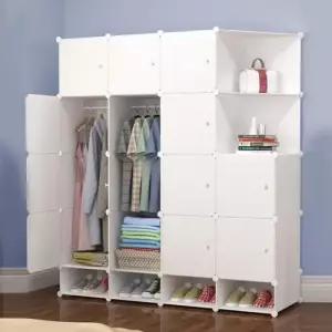 화이트 진열장 옷장 선반 4열16칸 의류캐비닛