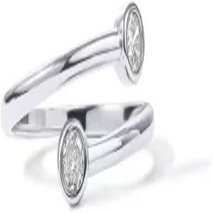 PAVOI 14K 골드 도금 CZ 바이패스 링 시뮬레이션 다이아몬드 BTY 여성용 스태킹