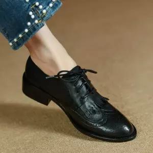 여성 옥스퍼드화 로퍼 스타일 영국 레이디 플랫 캐주얼 레이스업 클래식 데일리 구두