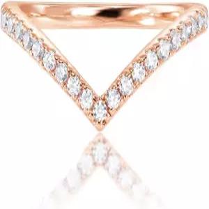 큐빅 지르코니아 여성용 파보이 14K 금도금 반짝이는 위시본 V 반지