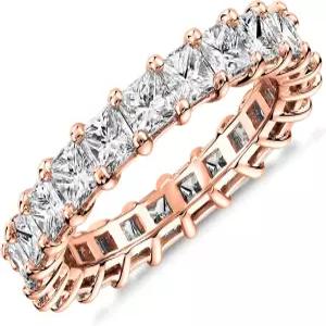 큐빅 지르코니아 러브와 스태커블 3mm 프린세스 컷 링이 있는 파보이 14K 골드 도금 반지 여성용