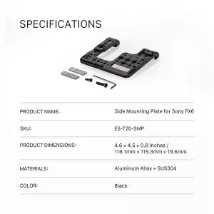 디지털 촬영보조용품 Sony FX6용 TILTA ES-T20-SMP 측면 장착 플레이트