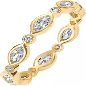 파보이 14K 골드 도금 큐빅 지르코니아 스태커블 링 마르퀴즈 이터널 밴드 여성용
