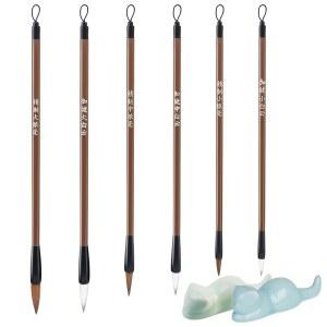 8Pc 중국 서예 브러시 세트 귀여운 고양이 펜 홀더가 있는 수미 브러시 초보자를 위한 수채화 브러시