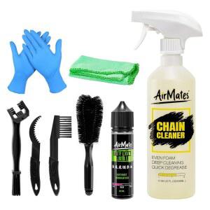 에어메이트 자전거 체인 청소 키트: 자전거 체인 청소기 탈지기, 사이클링 체인 윤활제, 청소기 브러시 도구 및 MTB 전기 자전거 로드 바이크 및 트레일 바이크에 적합한 장갑 포함