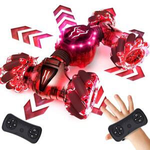 남자 여자아이를 위한 Tecnock 리모컨 자동차, 2.4GHz 4WD 제스처 감지 RC 스턴트 자동차 장난감 - LED 조명이 있는 360 회전식 양면 손 제어 RC 자동차, 6-8세, 8-12세 어린이를 위한 선물