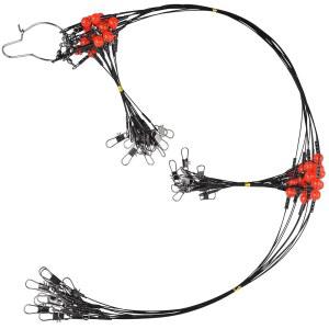 낚시 와이어 리더 낚시 장비, 회전 스냅 비드가 포함된 나일론 코팅 라인 12/24 팩, 낚시 애호가 낚시꾼을 위한 스테인리스 스틸 후크 크림프 소금물 담수, 팔 1개/팔 2개