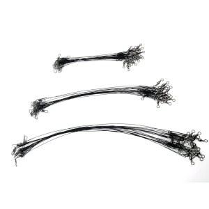 론첸 60Pcs 낚시 리더, 회전 및 스냅이 있는 나일론 코팅 라인 와이어 리더, 소금물 담수용 루어 리그 또는 후크 연결, 3Size 5.9인치 9.8인치 11.8인치, 블랙, 블랙, 블랙