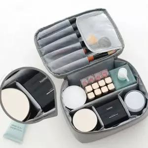 [에이치플러스몰]WL 화장품파우치 여행 출장 칸막이 메이크업 소품 정리함