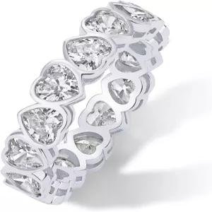 여성용 파보이 14K 골드 도금 하트 링 - 모양 큐빅 지르코니아 이터널 신부용 스태커블 웨딩 밴드 귀여운