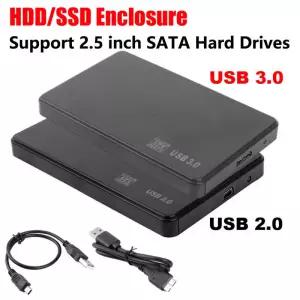 2.5 SATA USB 2.0/3.0 SSD HDD 인클로저 케이스 플라스틱 모바일 하드 드라이브 PC용 케이블이 있는 외부