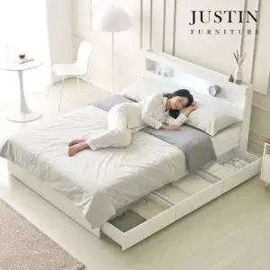 [저스틴퍼니처]레나 LED조명 멀티 수납 침대(Q)