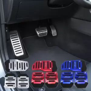 3개 세트 미끄럼 방지 자동차 페달 매트 알루미늄 브레이크 커버 수동 변속기 및 클러치 호환