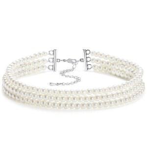 개츠비 테마 파티를 위한 바비욘드 라운드 모조 진주 초커 목걸이 멀티 스트랜드 초커 20대 플래퍼 목걸이 액세서리