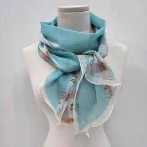 [애슬릿] 쉬폰 스카프 여성 체크 롱 타이 얇은 여름 방도 목