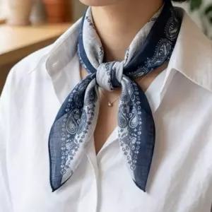 [애슬릿] 페이즐리 스카프 린넨 미니 쁘띠 마름모 중년 여성