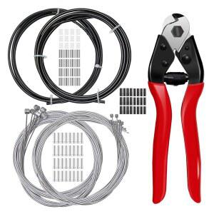 스테인리스 스틸 자전거 케이블 커터, 브레이크 케이블 및 자전거 시프터 케이블 하우징 세트가 포함된 TFUTLT 103Pcs 자전거 브레이크 케이블 키트 산악 도로 자전거용 자전거 케이블 엔드 캡, 구리 슬리브 및 O-