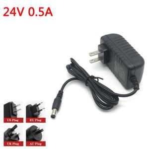 24V 500mA  AC 100V-240V 컨버터 어댑터, DC 0.5A 전원 공급 장치 EU 플러그 5.5mm X 2.1mm -2.5mm