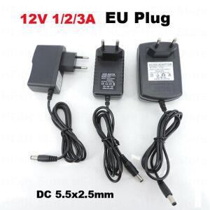 EU 플러그 AC 110V 220V 변압기 DC 12V 1/2/3A 1000ma 전원 공급 장치 충전기 유럽 여행 어댑터 5.5x2.5mm