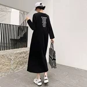 LOVE 롱원피스 화이트 블랙 휴양지 원피스 봄 가을 (HSJ-WEB0804)