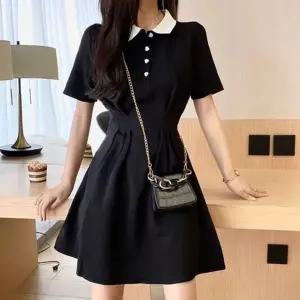 화이트 데이트룩 하객룩 블랙 미니 원피스 카라 (HSJ-WFGFIOX)