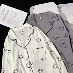 옥뚜브레 팬츠 면 가을 커플잠옷세트 파자마 긴팔 편한 귀여운 캐릭터 실내복 세트 UNO3