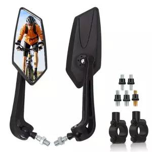 범용 오토바이 백미러 블랙 조정 가능한 사이드 미러 카페 레이서 먼지 핏 자전거 전기 용 오토바이 액세서