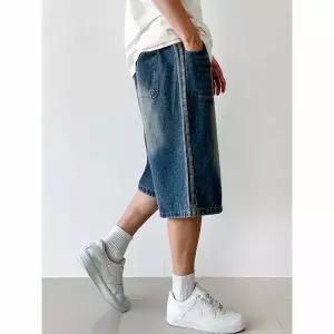 [하프클럽/코디제이]M데님 라인 버뮤다 풀밴딩 와이드 청반바지 캐주얼 데