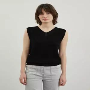 [올리비아로렌]VOCBN4M3211 하찌 조직 브이넥 나시니트_GN